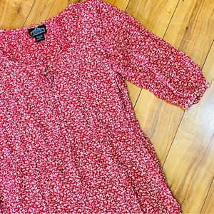 Red white flower sun dress cottage core coastal prairie beach summer sma…